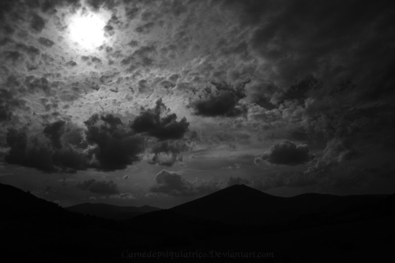 black and white, clouds and dark