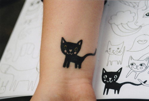 cat cute kitten stencil tattoo Added Jul 06 2011 Image size 