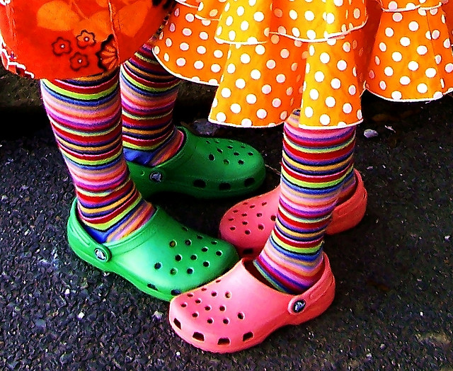colorful, crocs and feet