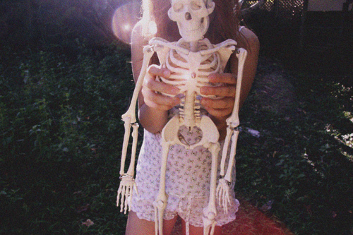 girl, nature and skeleton