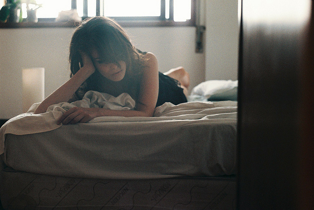 alone, bed and girl