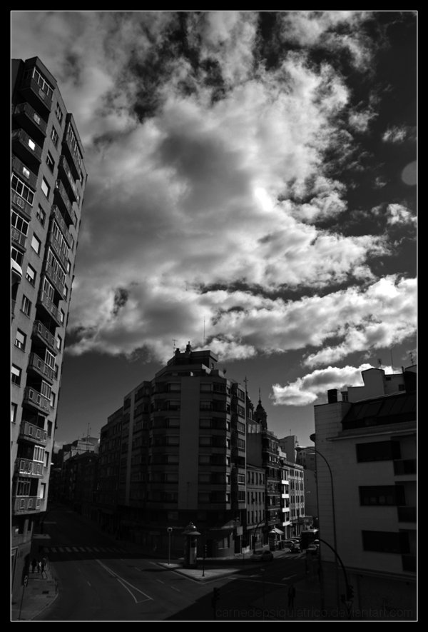 black and white, buildings and city