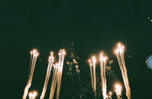 camera, film and fire works