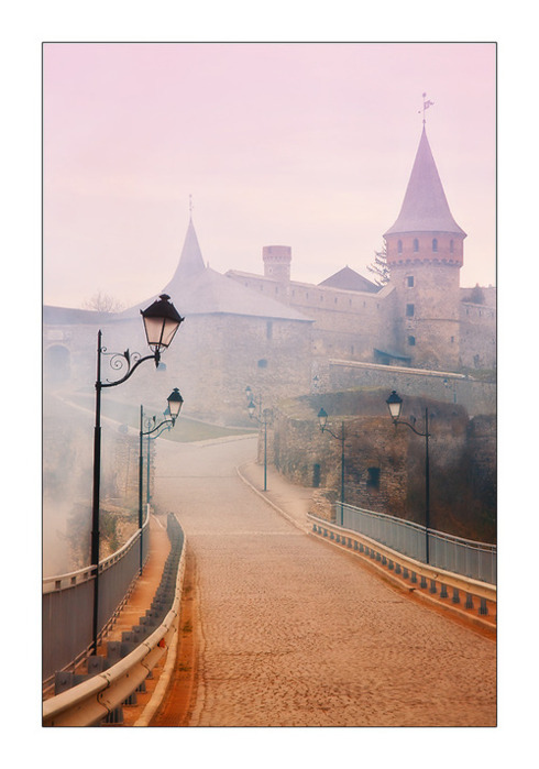 castle, fog and land