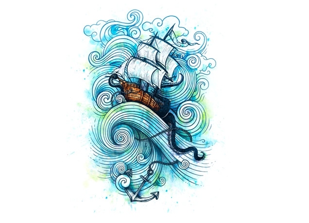 anchor, sail and sea