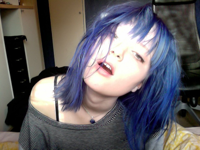 blue hair, cute and mouth