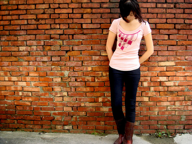 brick wall, clothing and concrete