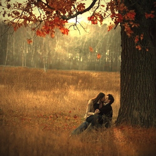 autumn, boy and girl