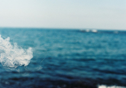 blue, cigarette and sea