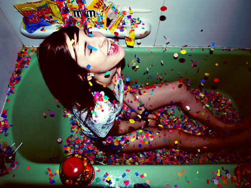 bathtub, candy, colours, crazy, girl, happy, m&m, party, pretty, red ...