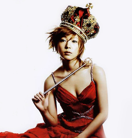 boa kwon, red crown and red dress