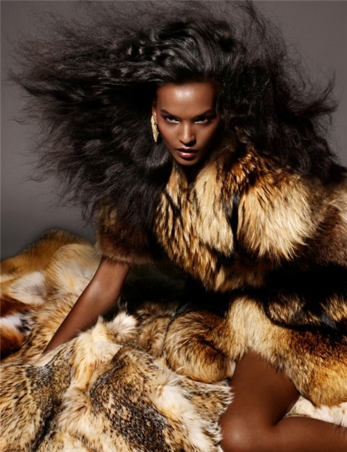 dope, ebony, fashion, fur, girl, model