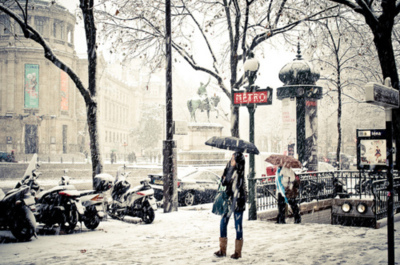 metro,  paris and  snow