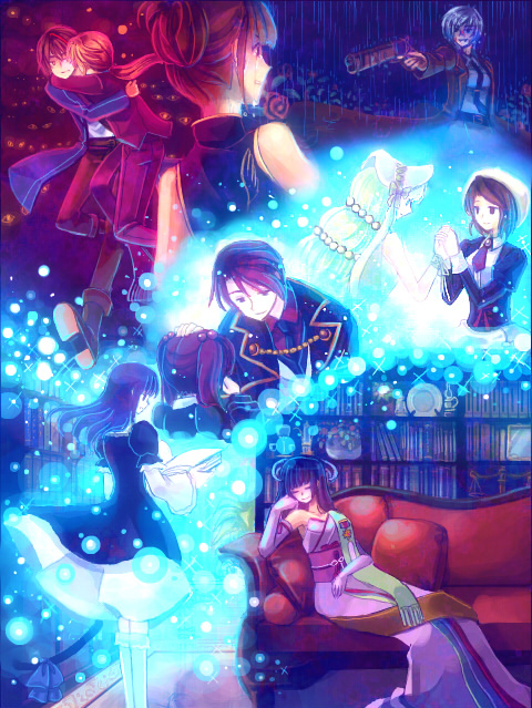 anime, blue and book