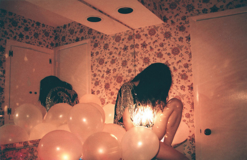 balloons, bathroom and girl