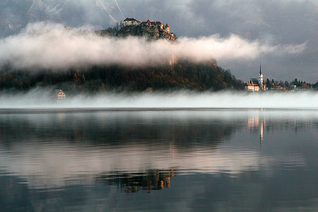 bled, clouds and fog