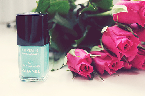 blue, chanel and flowers