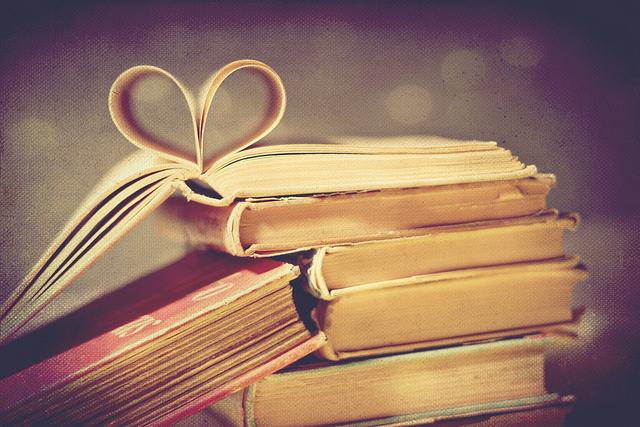 bokeh, books and heart