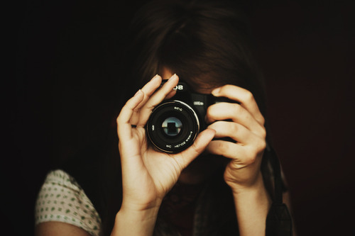 camera, dark hair and girl
