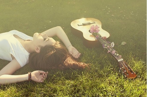 dreaming, girl and grass