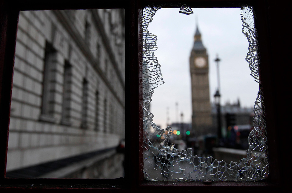 big ben, cracked and glass