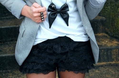 black, bow and gray