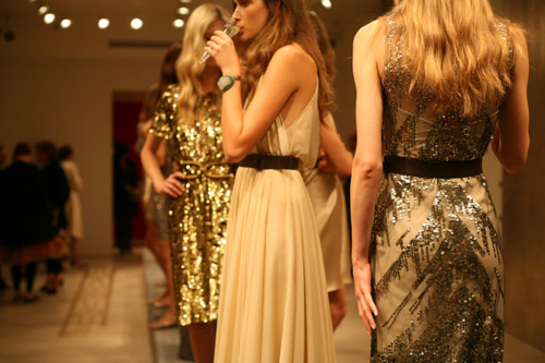 catwalk, champagne and dress