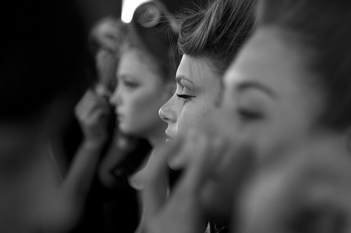 backstage, black and white and fashion backstage models
