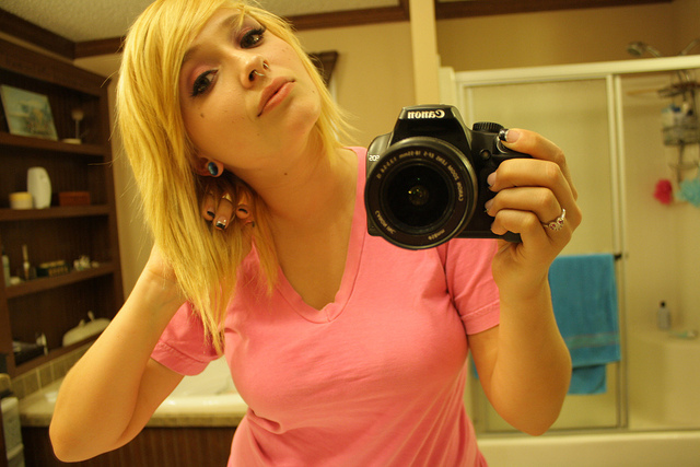 blonde hair, gauges and girl