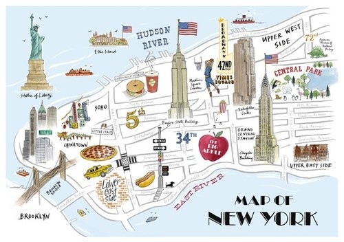 illustration, map and new york