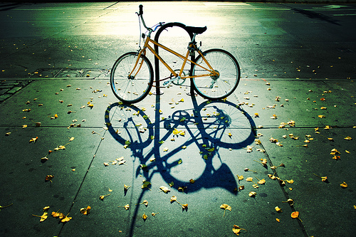 autumn, bike and blue