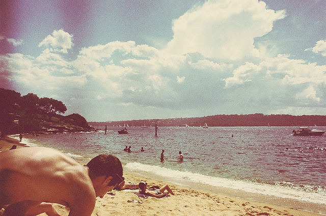 beach, beach boy and film grain