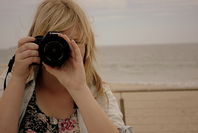 beach, blonde and camera