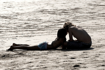 beach,  couple and  kiss