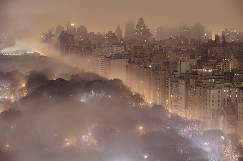 city, fog and new york