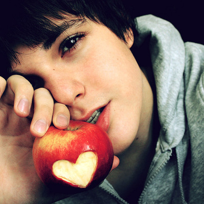 apple, beatiful eye and boy