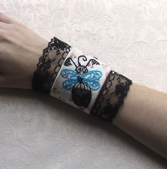 black, cuff and embroidery