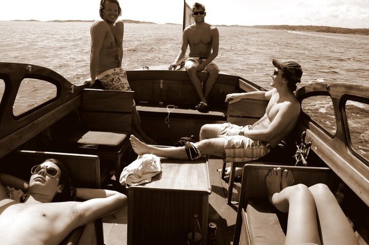 boat, friends and happiness