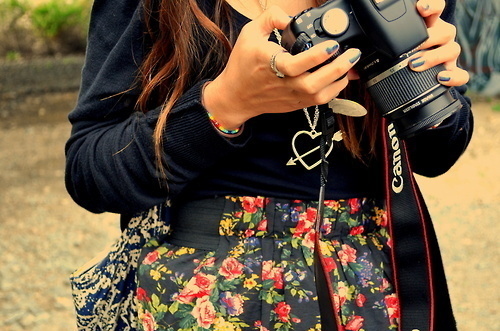 camera, fashion and flowers