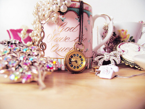 clock, girly and jewelry