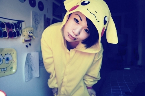 cute, girl, pikachu, pokemon, spongebob, yellow