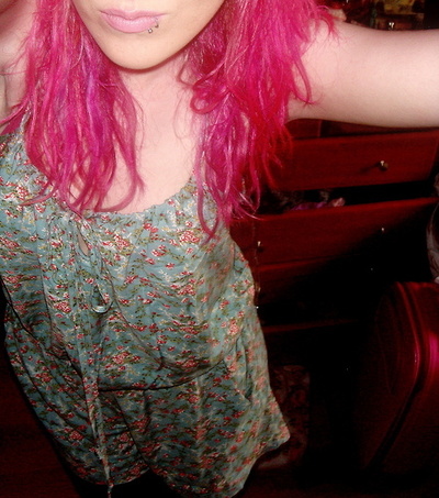 dyed, floral, green, hair, jumpsuit, pink