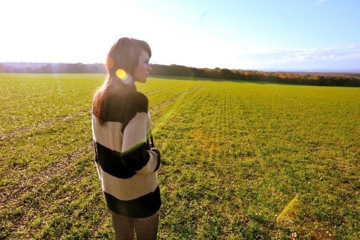 autumn, field and girl