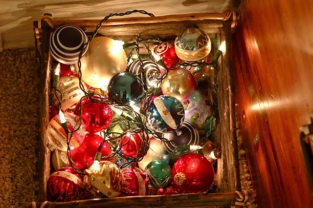 balls, box and christmas