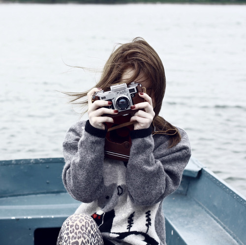 boat, brunette and camera