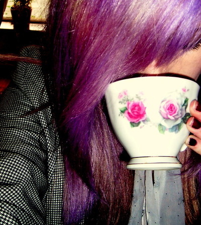 cup, dyed and girl
