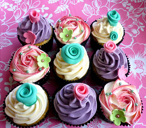 cupcakes, floral and food
