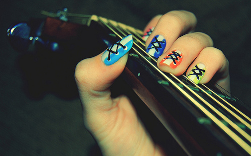 fashion,  guitar and  nails