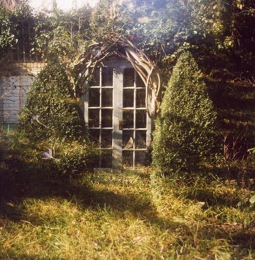 french door, garden and greenery