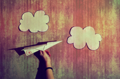 airplane, clouds and cute